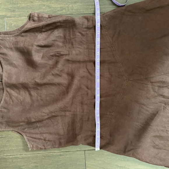 Style&Co 100% Linen Brown Drop Waist Maxi Dress Size 16  90s - Picture 4 of 6